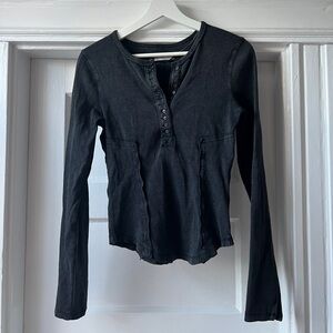 Grey Free People Thermal Long Sleeve